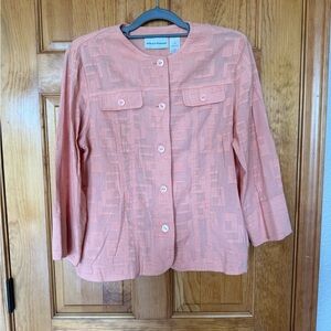 Alfred Dunner Peach Textured Cardigan Jacket size 10